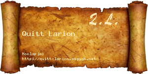 Quitt Larion névjegykártya